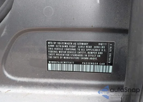 2012 Volkswagen Golf 2.5L 4-Door from USA, damaged, VIN WVWDB7AJ8CW075977